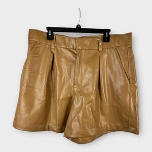 Abercrombie & Fitch Womens size XL Vegan Pleated Leather Shorts Brown